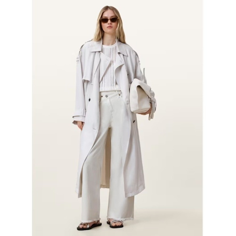 Allsaints Aki Cross-Over Wide-Leg Ankle Jeans 28NWT Chalk White All-Season Denim